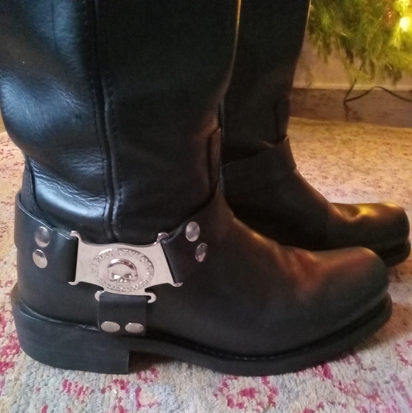 Harley Davidson leather square toed boots size 10 men's - Picture 2 of 10
